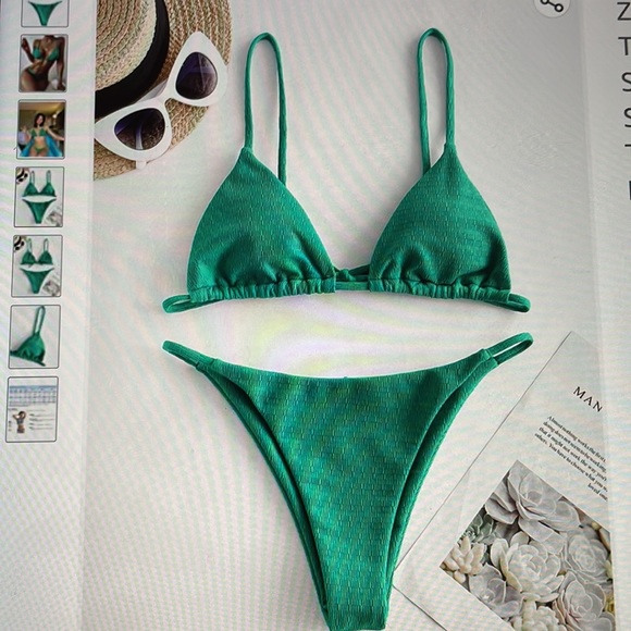 Textured tie string bikini cheeky Brazilian - Picture 4 of 6